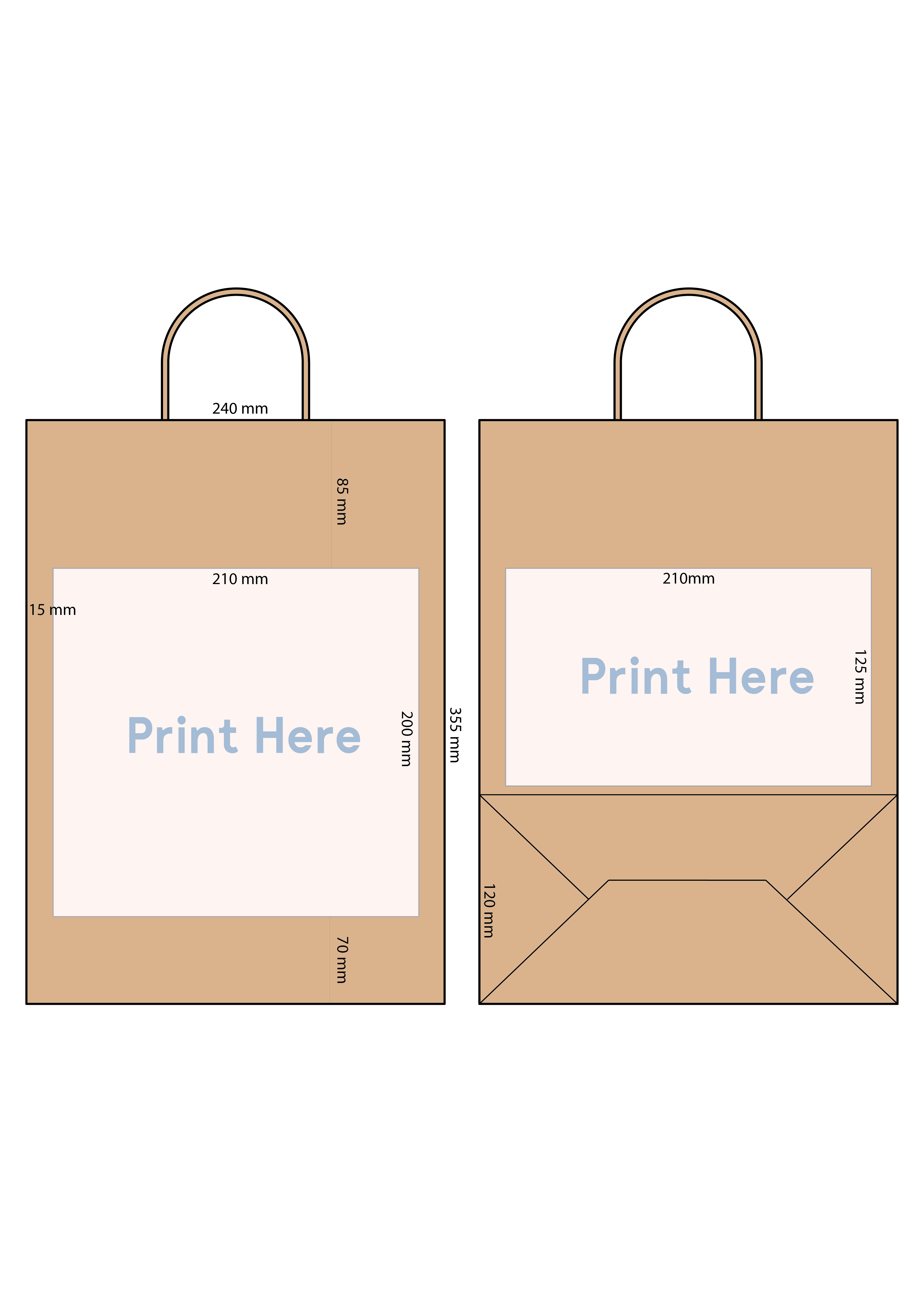 Medium Carry Bag Brown - Custom Print