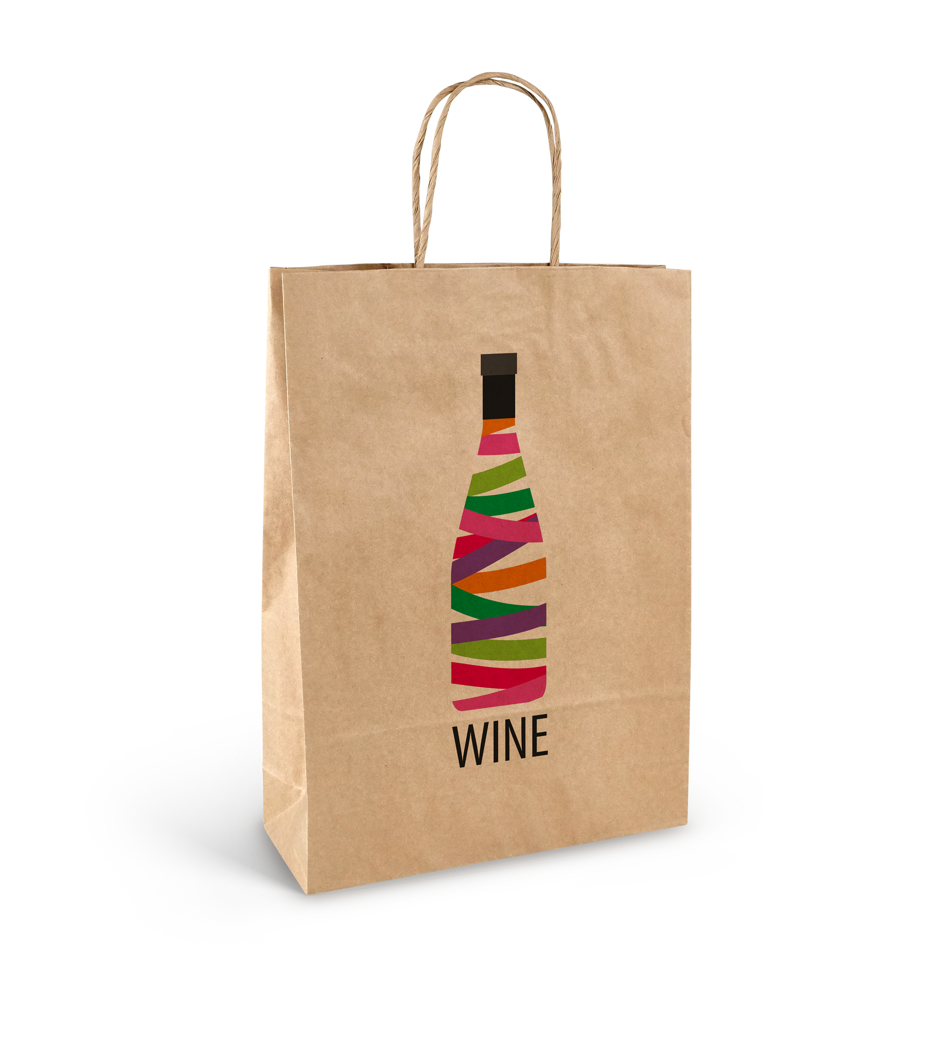 Custom Printed Bottle Wine Bag Twist Handle – Cup Carry