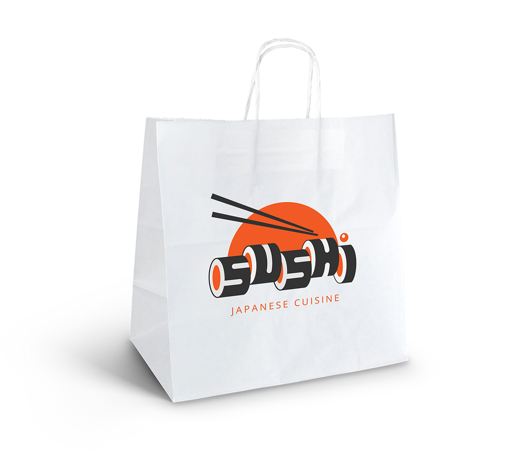 Takeaway Bag White Custom Print Cup & Carry
