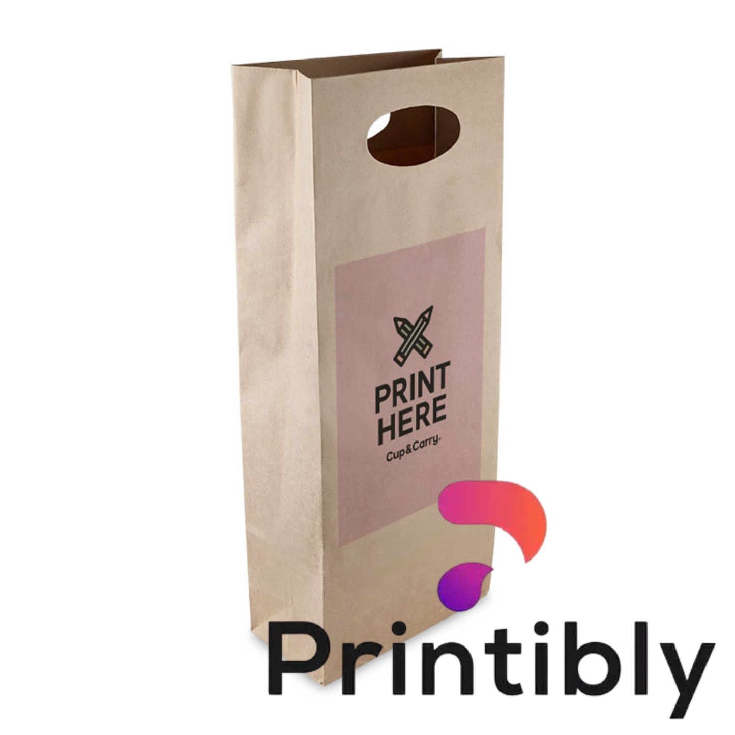 Printibly 2 Bottle Bag Die-Cut Handle