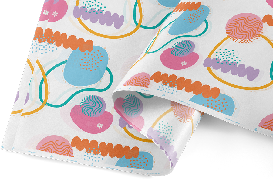 Custom Printed White Wrapping Paper Sheets Cup & Carry